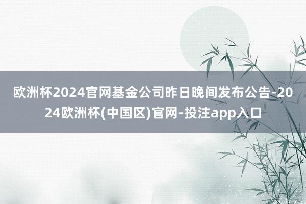 欧洲杯2024官网　　基金公司昨日晚间发布公告-2024欧洲杯(中国区)官网-投注app入口