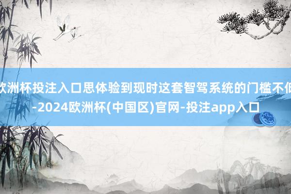 欧洲杯投注入口思体验到现时这套智驾系统的门槛不低-2024欧洲杯(中国区)官网-投注app入口