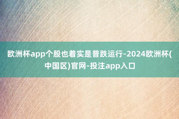 欧洲杯app个股也着实是普跌运行-2024欧洲杯(中国区)官网-投注app入口