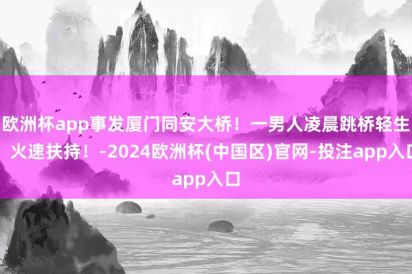 欧洲杯app事发厦门同安大桥！一男人凌晨跳桥轻生！火速扶持！-2024欧洲杯(中国区)官网-投注app入口