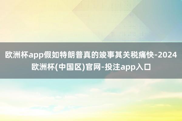 欧洲杯app假如特朗普真的竣事其关税痛快-2024欧洲杯(中