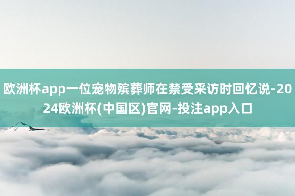 欧洲杯app一位宠物殡葬师在禁受采访时回忆说-2024欧洲杯(中国区)官网-投注app入口