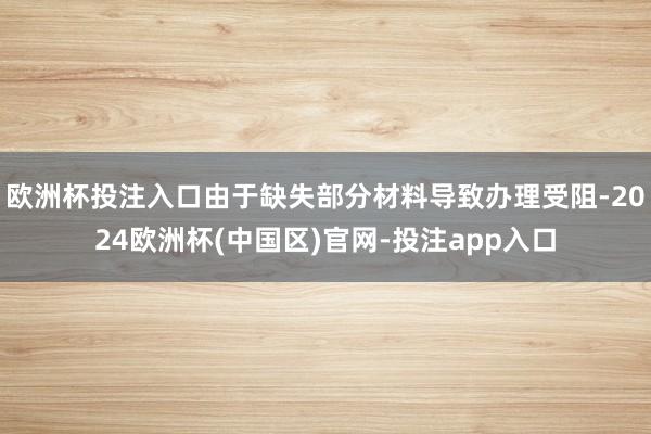 欧洲杯投注入口由于缺失部分材料导致办理受阻-2024欧洲杯(
