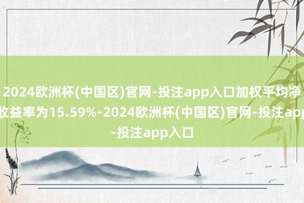 2024欧洲杯(中国区)官网-投注app入口加权平均净钞票收