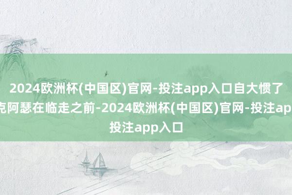 2024欧洲杯(中国区)官网-投注app入口自大惯了的麦克阿