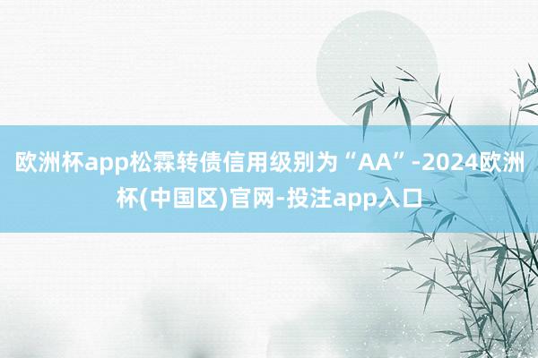 欧洲杯app松霖转债信用级别为“AA”-2024欧洲杯(中国