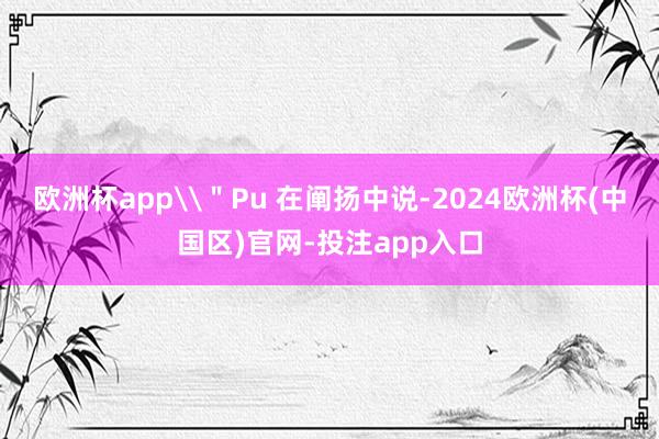 欧洲杯app\＂Pu 在阐扬中说-2024欧洲杯(中国区)官网-投注app入口