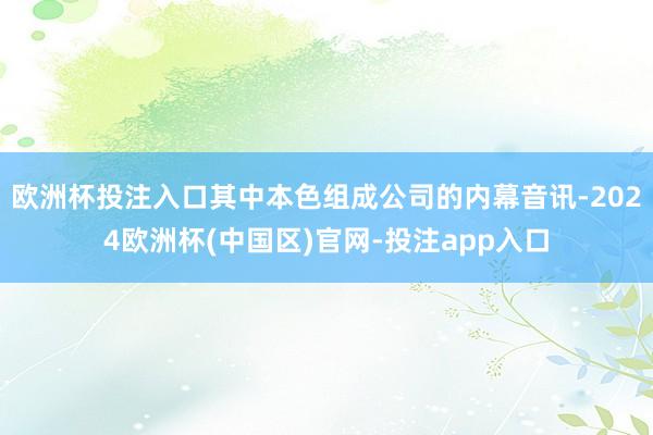 欧洲杯投注入口其中本色组成公司的内幕音讯-2024欧洲杯(中
