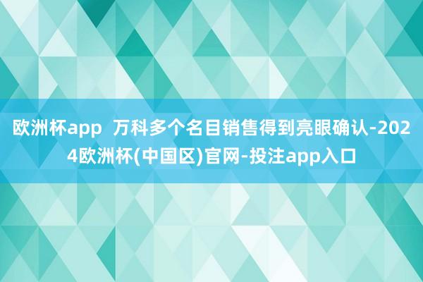 欧洲杯app  万科多个名目销售得到亮眼确认-2024欧洲杯
