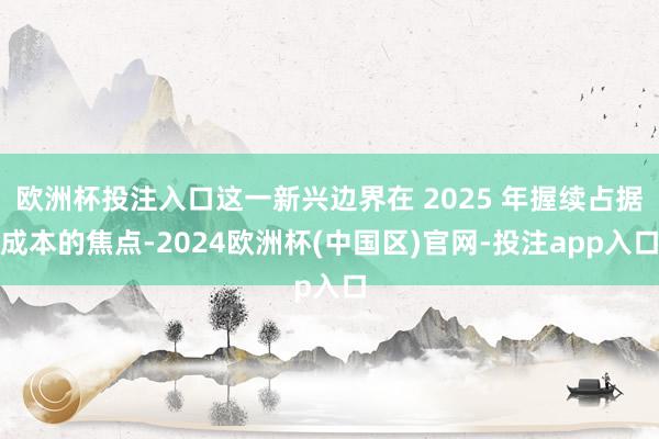 欧洲杯投注入口这一新兴边界在 2025 年握续占据成本的焦点