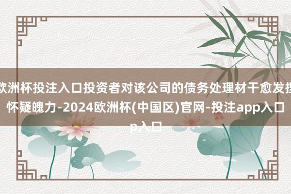 欧洲杯投注入口投资者对该公司的债务处理材干愈发捏怀疑魄力-2