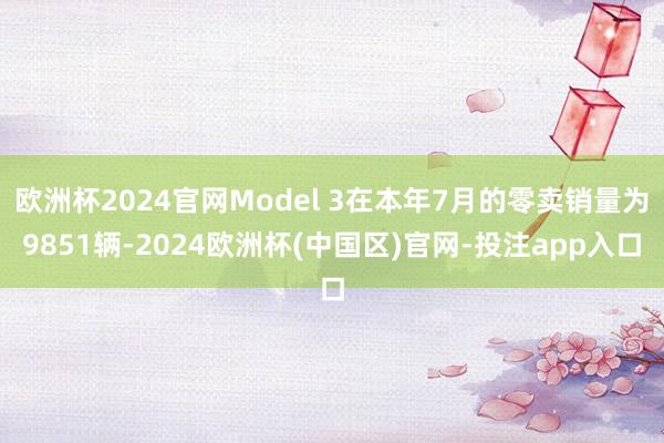 欧洲杯2024官网Model 3在本年7月的零卖销量为985